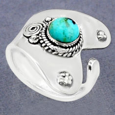 1.06cts solitaire arizona mohave turquoise silver adjustable ring size 7 u89362