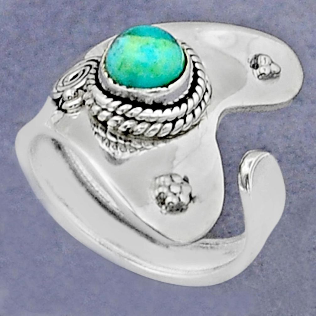 1.01cts solitaire arizona mohave turquoise silver adjustable ring size 7 u89379
