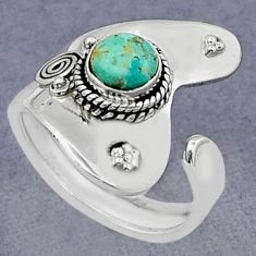 1.02cts solitaire arizona mohave turquoise silver adjustable ring size 8 u89378