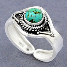 1.04cts solitaire arizona mohave turquoise silver adjustable ring size 8 u89481