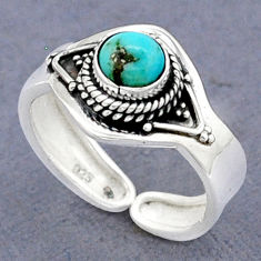 1.07cts solitaire arizona mohave turquoise silver adjustable ring size 8 u89496