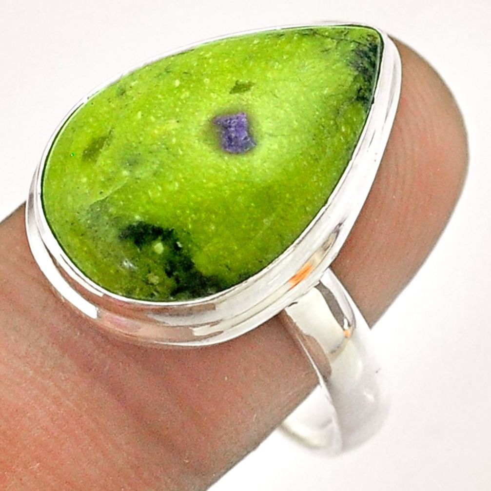 13.66cts solitaire atlantisite stichtite-serpentine silver ring size 10 t54342