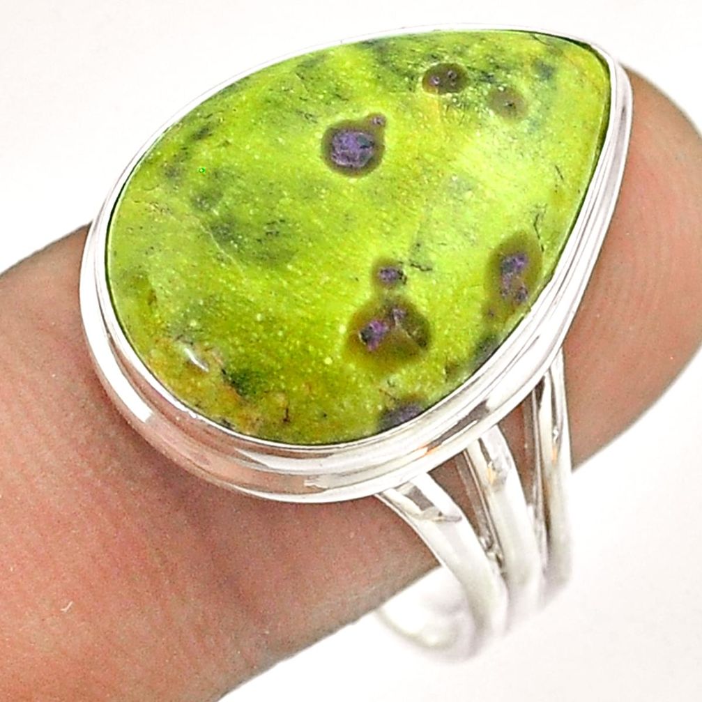 15.71cts solitaire atlantisite stichtite-serpentine silver ring size 10 t54344