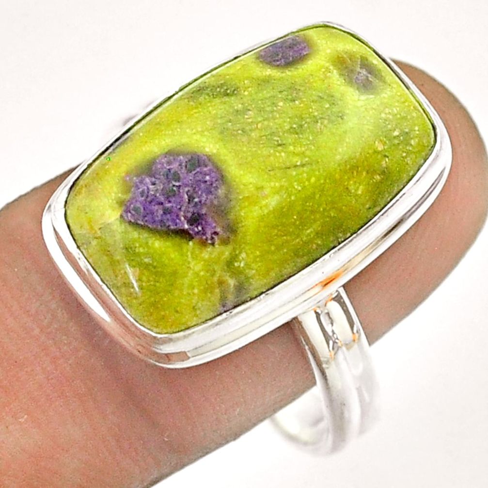 14.12cts solitaire atlantisite stichtite-serpentine silver ring size 10 t54348