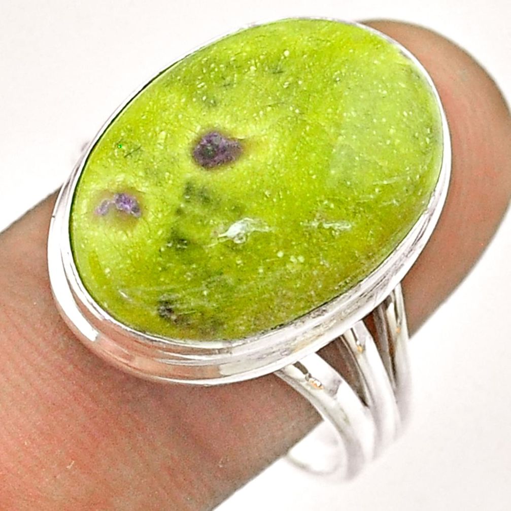 14.47cts solitaire atlantisite stichtite-serpentine silver ring size 10 t54350