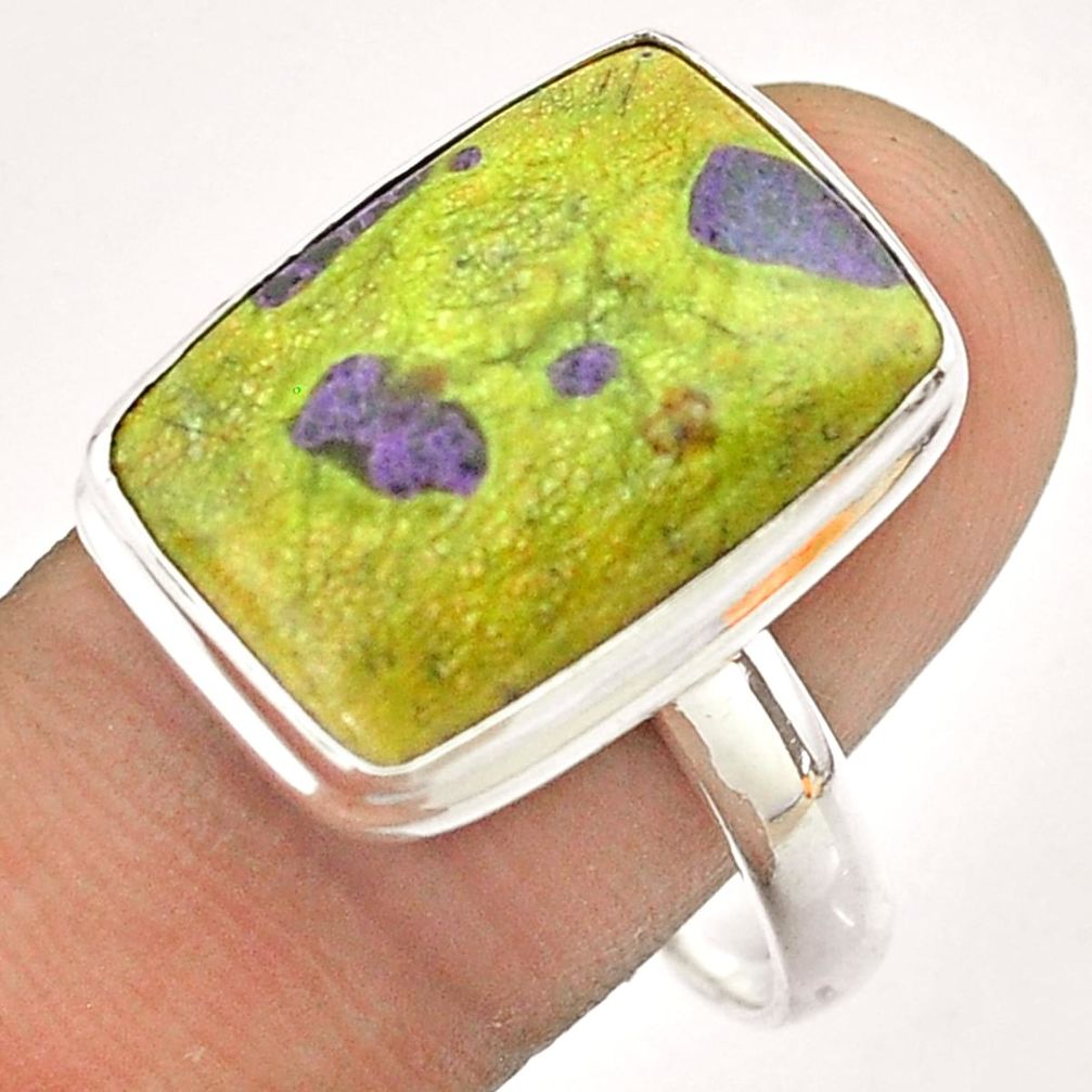 13.22cts solitaire atlantisite stichtite-serpentine silver ring size 11 t54352