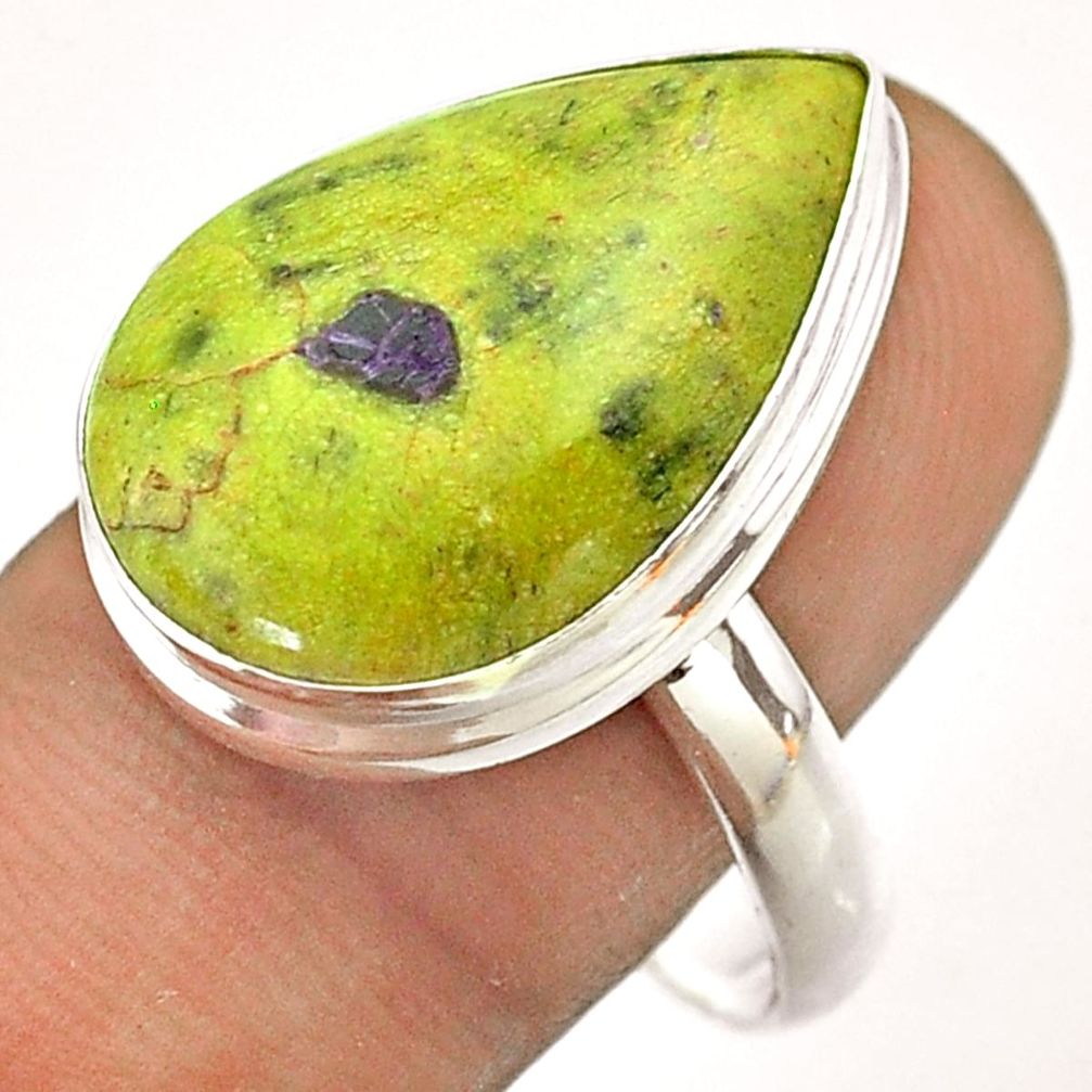 14.90cts solitaire atlantisite stichtite-serpentine silver ring size 11 t54356