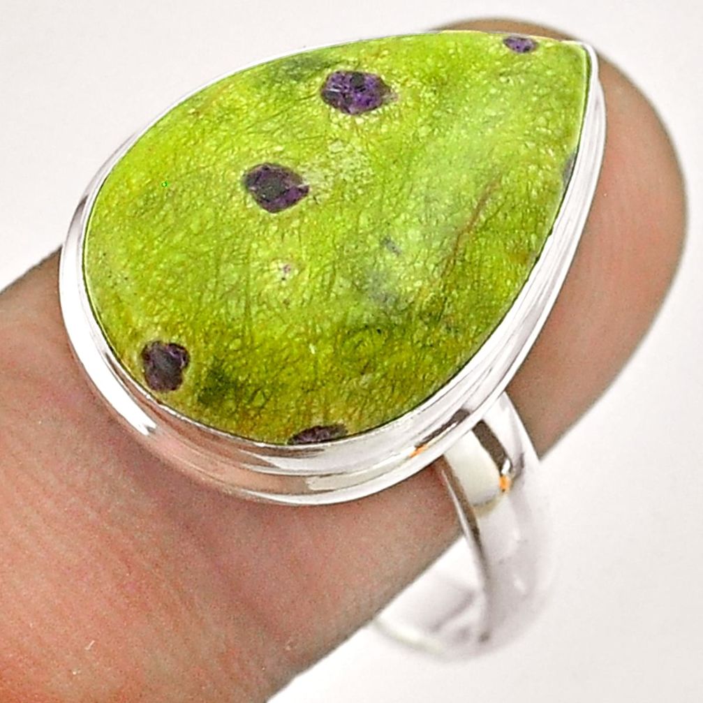 14.19cts solitaire atlantisite stichtite-serpentine silver ring size 11 t54359