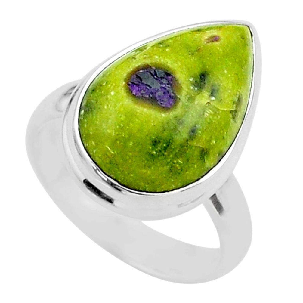 10.78cts solitaire atlantisite stichtite-serpentine silver ring size 6 t39027