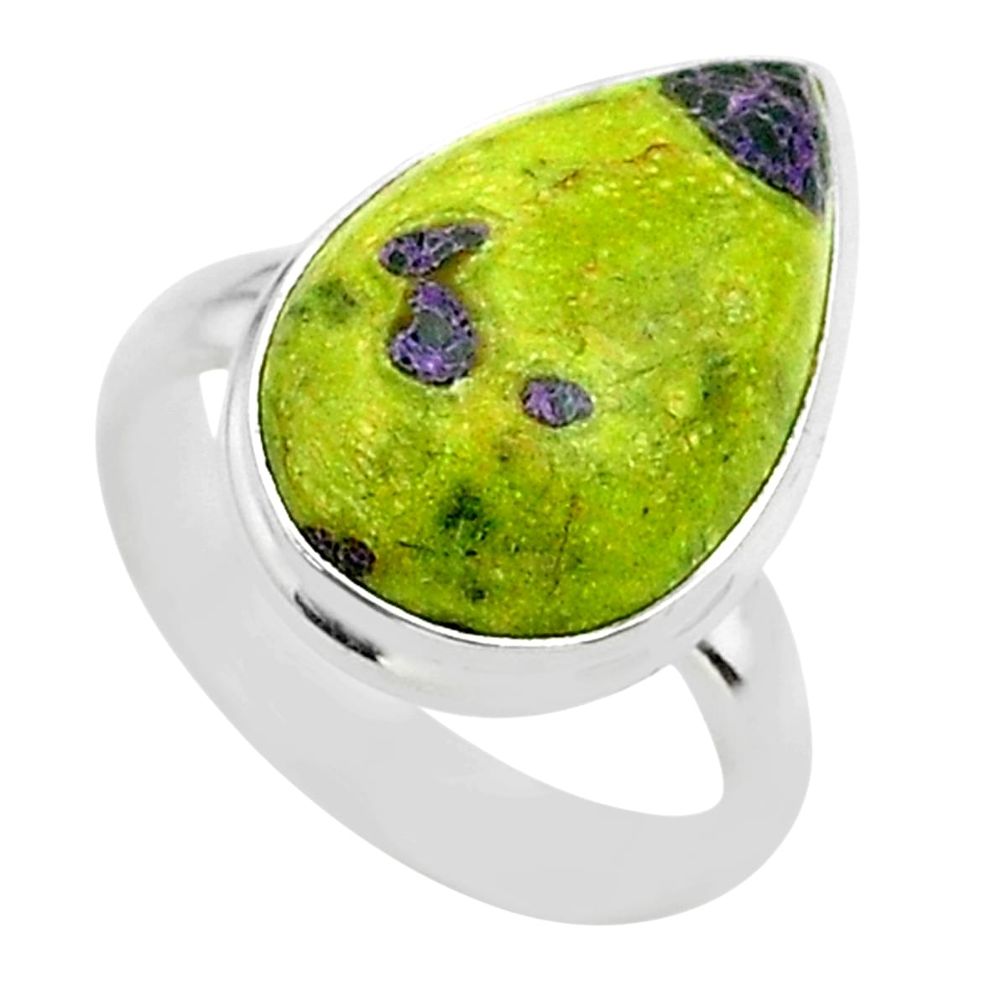 10.31cts solitaire atlantisite stichtite-serpentine silver ring size 6 t39055