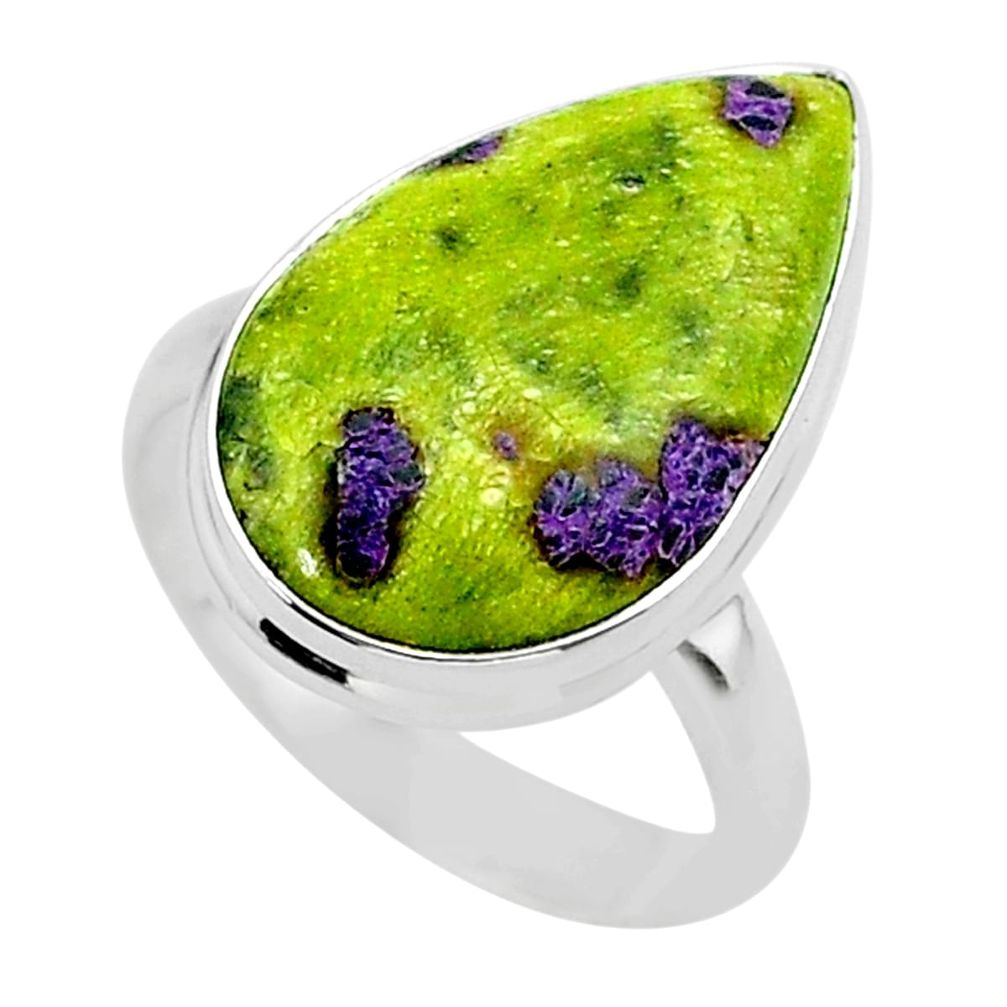 12.43cts solitaire atlantisite stichtite-serpentine silver ring size 8 t39048