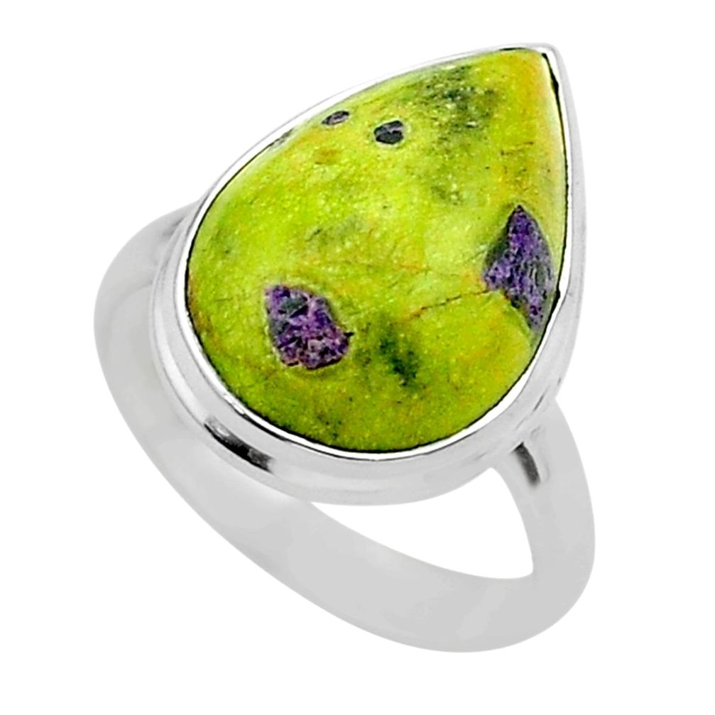 12.34cts solitaire atlantisite stichtite-serpentine silver ring size 8 t39057