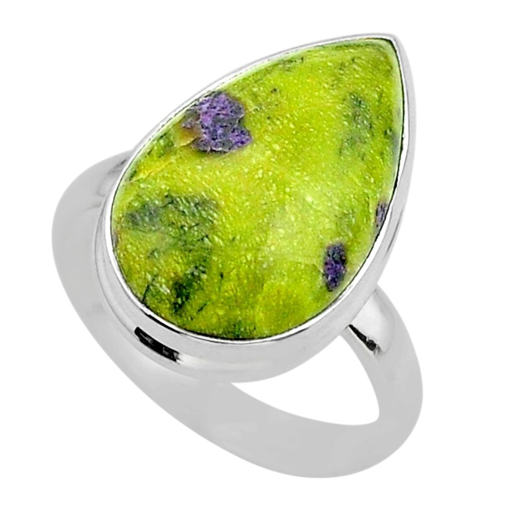 12.96cts solitaire atlantisite stichtite-serpentine silver ring size 9 t39059