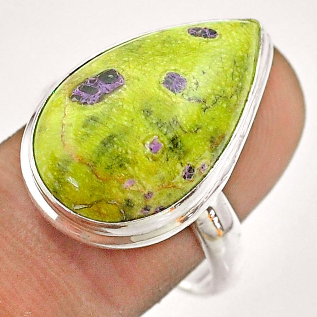 15.78cts solitaire atlantisite stichtite-serpentine silver ring size 9 t54357