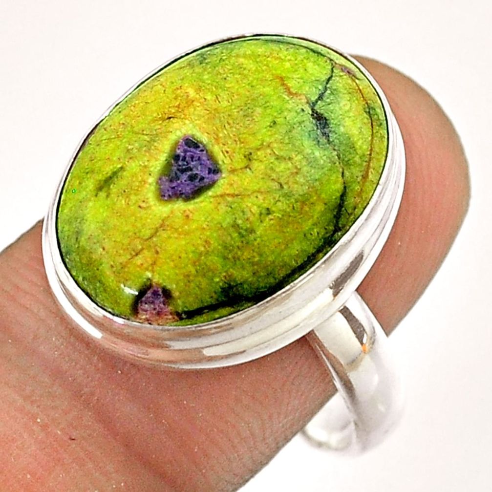 13.09cts solitaire atlantisite stichtite-serpentine silver ring size 9 t54548