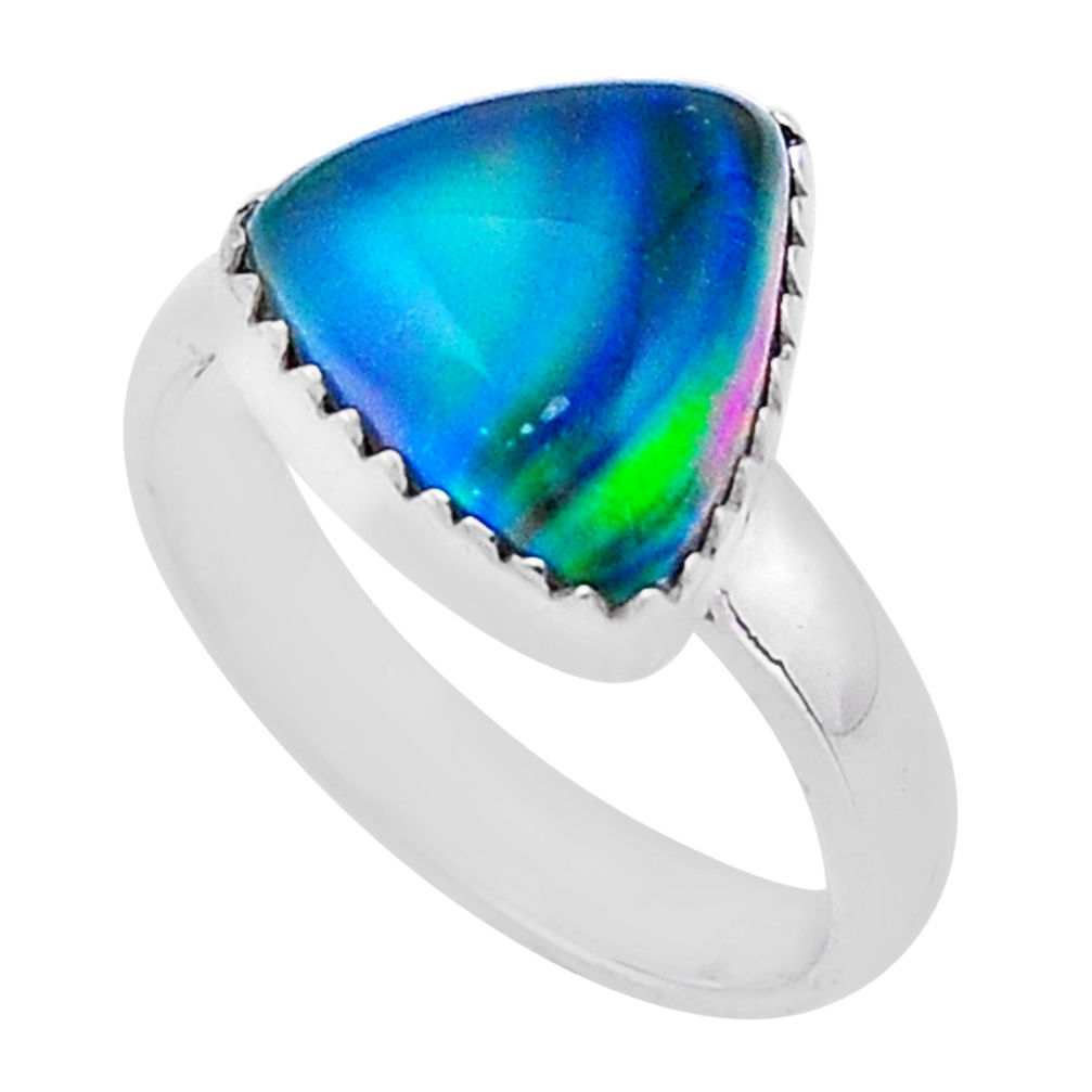 5.29cts solitaire aurora opal 925 sterling silver ring jewelry size 7 n51762