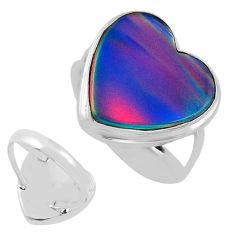 6.55cts solitaire aurora opal heart sterling silver ring jewelry size 8.5 y26965