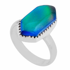 7.25cts solitaire aurora opal hexagon 925 sterling silver ring size 8 n52171