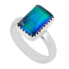 4.31cts solitaire aurora opal octagan 925 sterling silver ring size 6 n52164