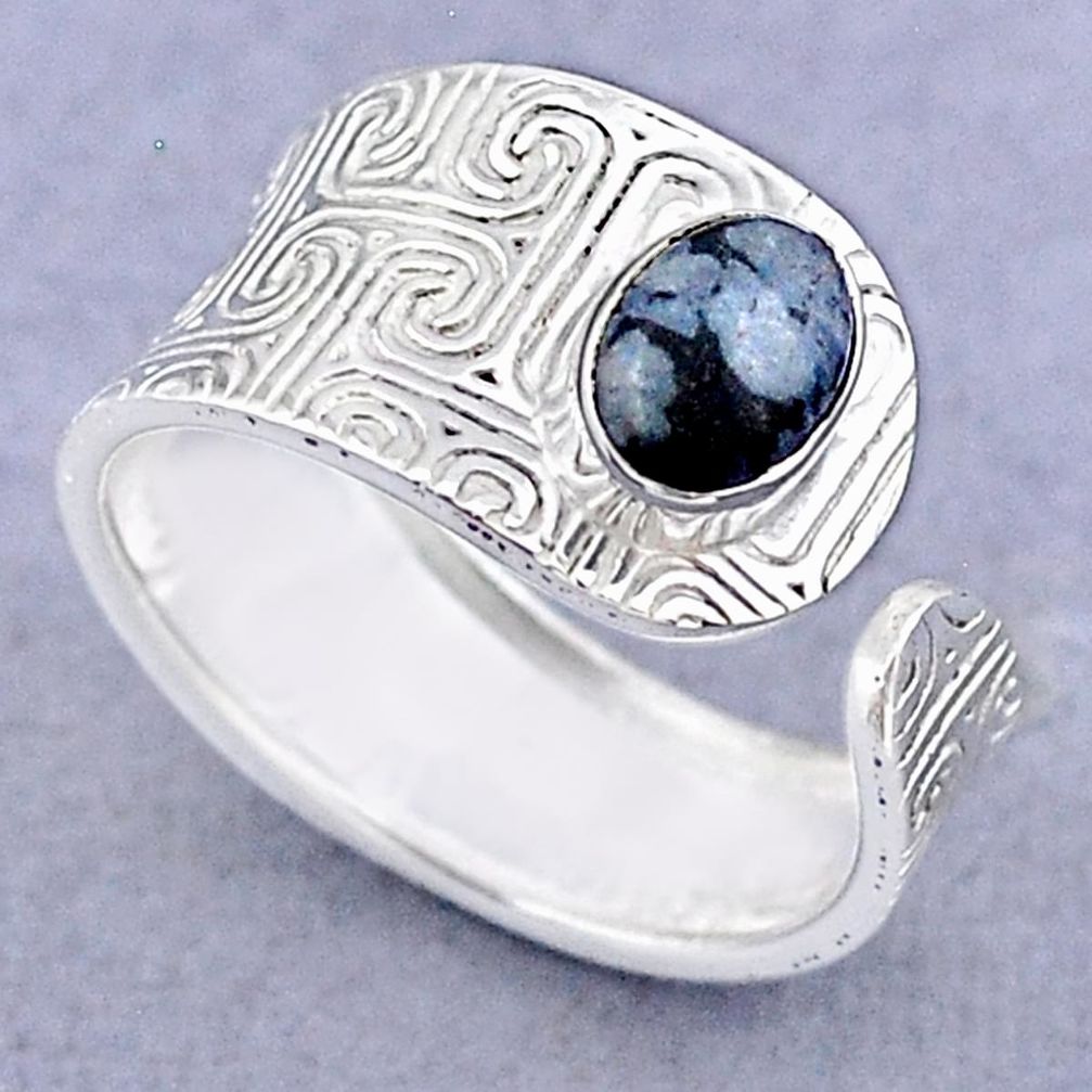 1.44cts solitaire australian obsidian 925 silver adjustable ring size 8.5 t47397