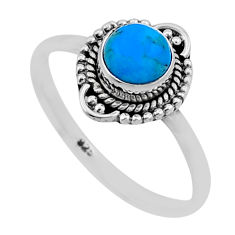 1.12cts solitaire blue arizona mohave turquoise 925 silver ring size 8.5 n47182