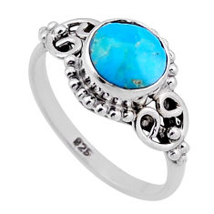 2.34cts solitaire blue arizona mohave turquoise 925 silver ring size 5.5 n47411