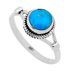 2.05cts solitaire blue arizona mohave turquoise 925 silver ring size 7.5 n47526