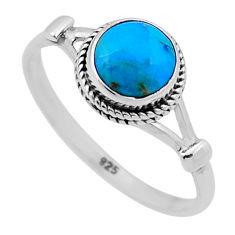 2.30cts solitaire blue arizona mohave turquoise 925 silver ring size 8.5 n47531