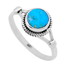 2.27cts solitaire blue arizona mohave turquoise 925 silver ring size 7.5 n47536