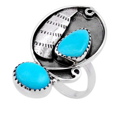 6.35cts solitaire blue arizona mohave turquoise 925 silver ring size 6.5 n50169