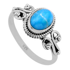 1.96cts solitaire blue arizona mohave turquoise 925 silver ring size 7.5 n50756