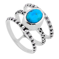 3.03cts solitaire blue arizona mohave turquoise 925 silver ring size 8.5 n51993