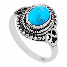 2.12cts solitaire blue arizona mohave turquoise 925 silver ring size 6.5 n54673