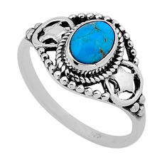 1.14cts solitaire blue arizona mohave turquoise 925 silver ring size 6.5 n54696