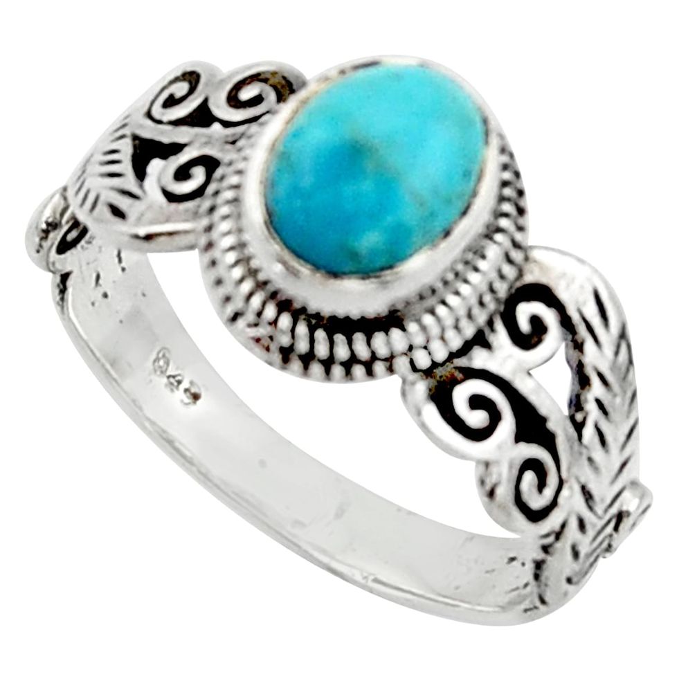 2.12cts solitaire blue arizona mohave turquoise 925 silver ring size 8.5 r40722