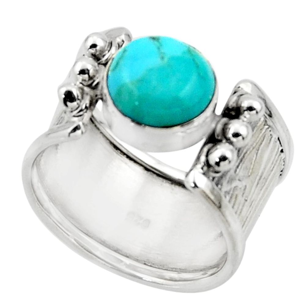 3.16cts solitaire blue arizona mohave turquoise 925 silver ring size 6.5 r49909