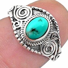 1.41cts solitaire blue arizona mohave turquoise 925 silver ring size 5 u62605