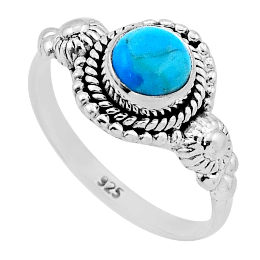 0.93cts solitaire blue arizona mohave turquoise 925 silver ring size 6 n47024