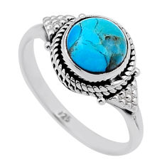 2.26cts solitaire blue arizona mohave turquoise 925 silver ring size 6 n47515