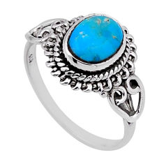 2.45cts solitaire blue arizona mohave turquoise 925 silver ring size 6 n49684