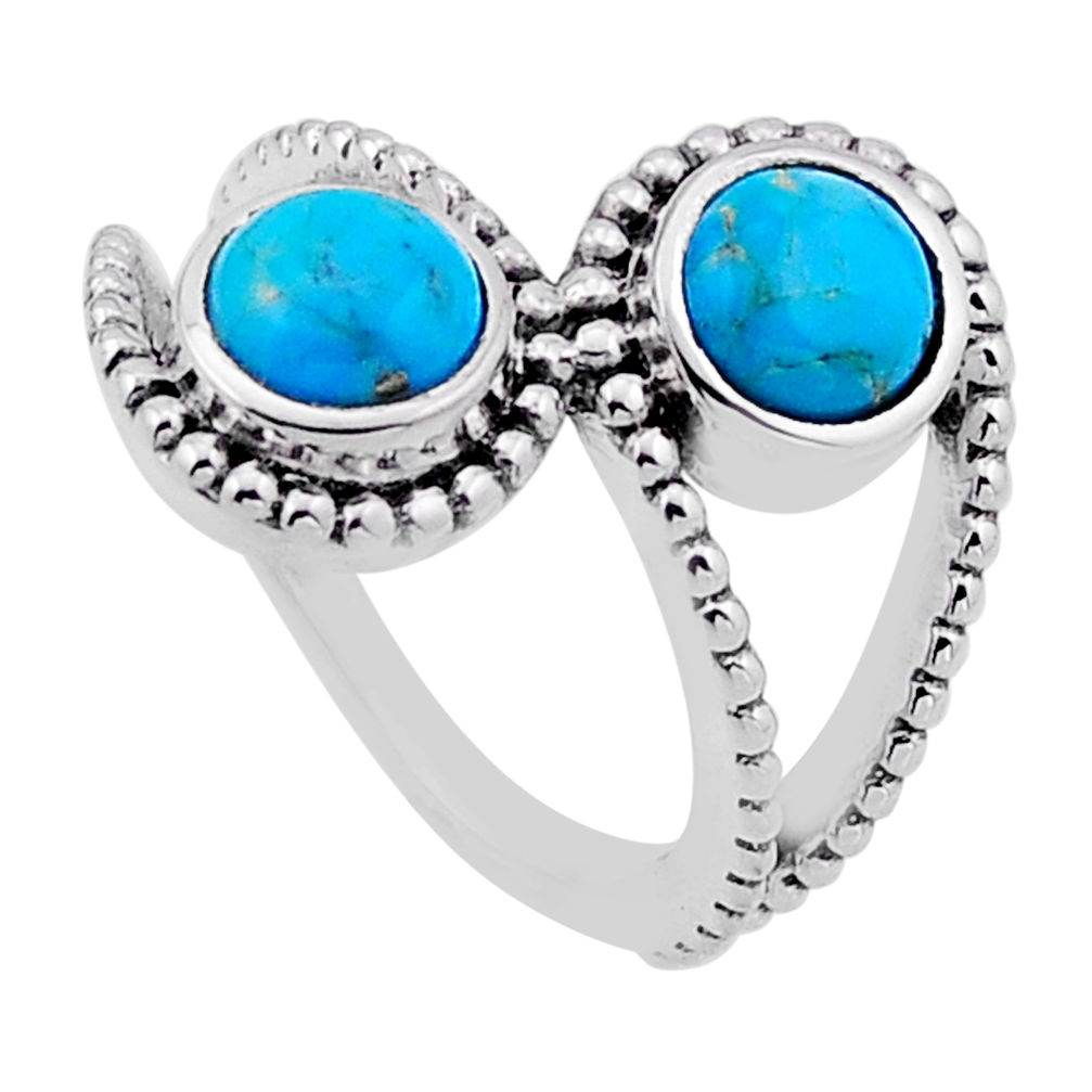 1.65cts solitaire blue arizona mohave turquoise 925 silver ring size 6 n54837