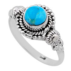0.99cts solitaire blue arizona mohave turquoise 925 silver ring size 7 n47001