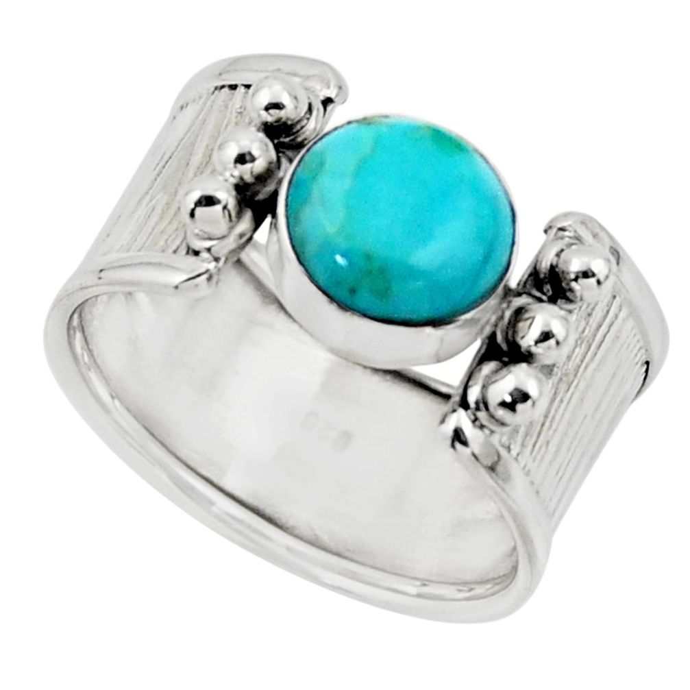 3.42cts solitaire blue arizona mohave turquoise 925 silver ring size 7 r49910