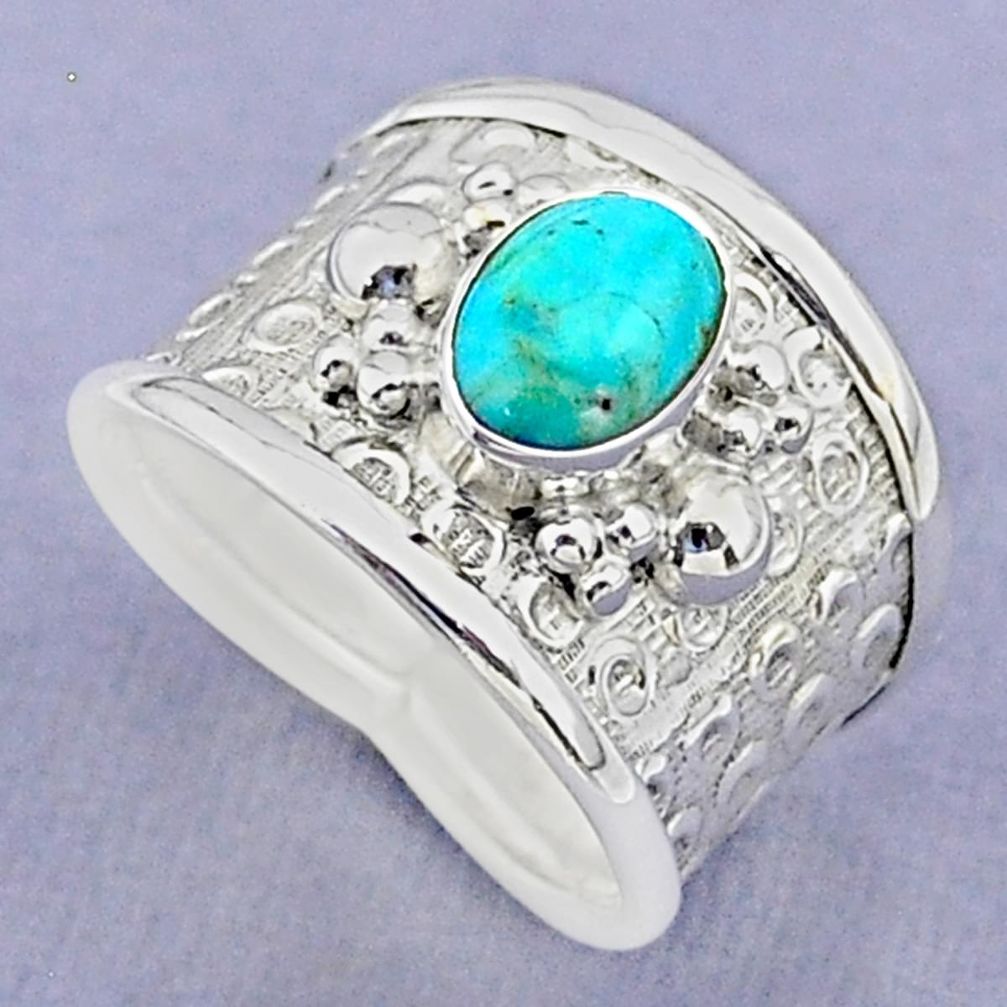 2.03cts solitaire blue arizona mohave turquoise 925 silver ring size 7 t37167
