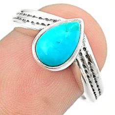 2.81cts solitaire blue arizona mohave turquoise 925 silver ring size 7 u23902