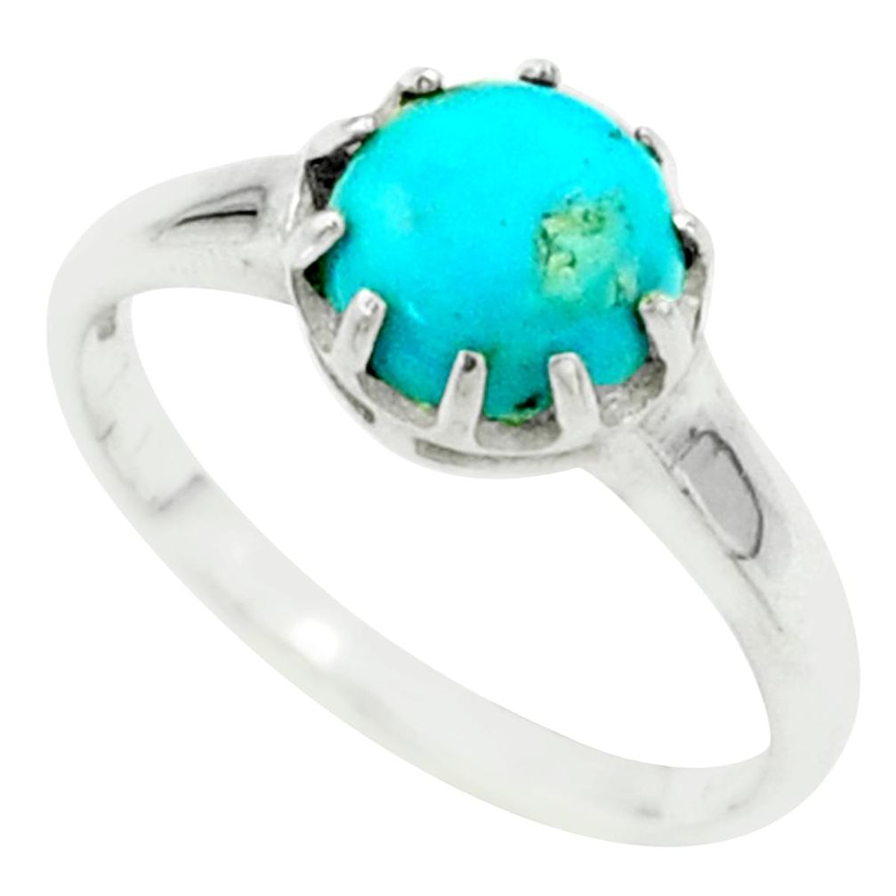 2.95cts solitaire blue arizona mohave turquoise 925 silver ring size 8 t78143