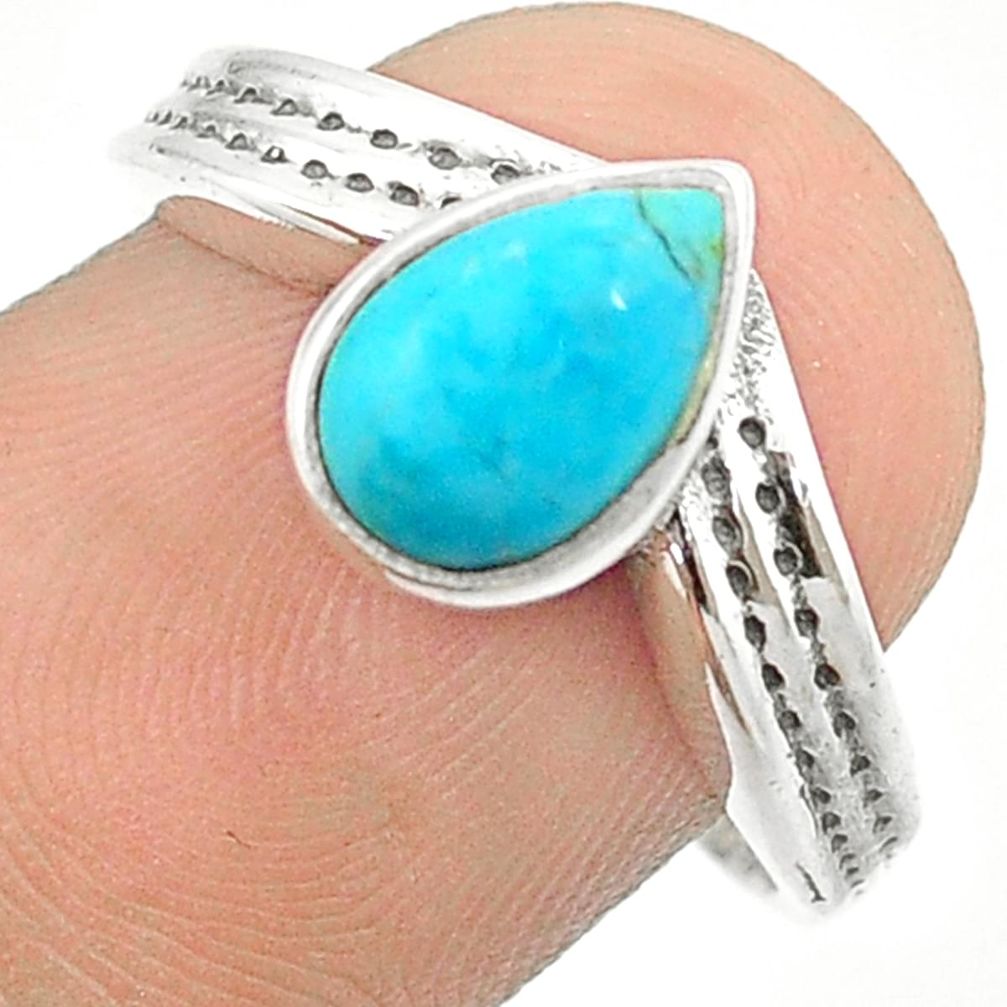 2.47cts solitaire blue arizona mohave turquoise 925 silver ring size 8 u23901