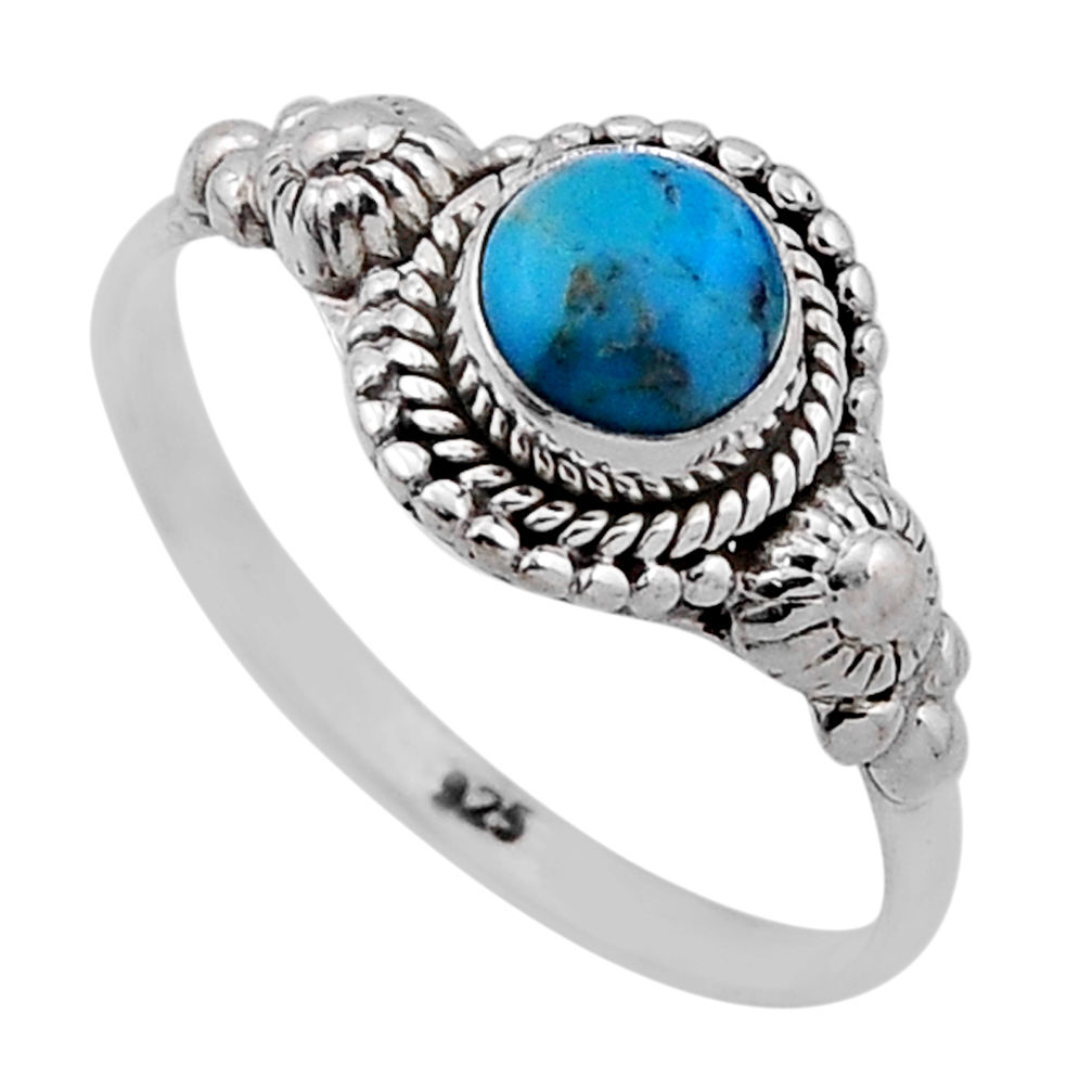 0.94cts solitaire blue arizona mohave turquoise 925 silver ring size 9 n47038