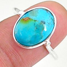 5.08cts solitaire blue arizona mohave turquoise 925 silver ring size 9 t34681