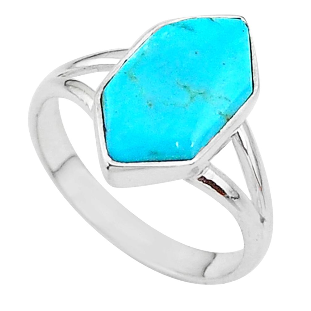 4.53cts solitaire blue arizona mohave turquoise 925 silver ring size 7.5 t11142